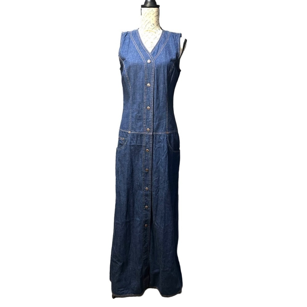 DKNY Jeans Long Denim Maxi Dress Size 10 NWT - Picture 3 of 8